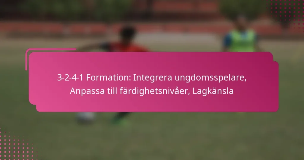 3-2-4-1 Formation: Integrera ungdomsspelare, Anpassa till färdighetsnivåer, Lagkänsla