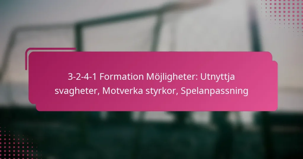 3-2-4-1 Formation Möjligheter: Utnyttja svagheter, Motverka styrkor, Spelanpassning