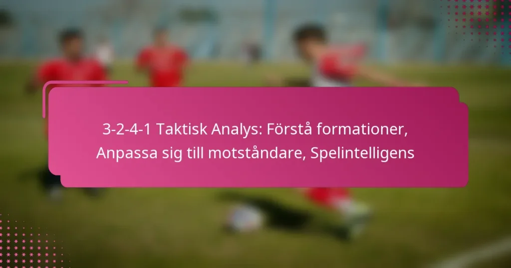 3-2-4-1 Taktisk Analys: Förstå formationer, Anpassa sig till motståndare, Spelintelligens