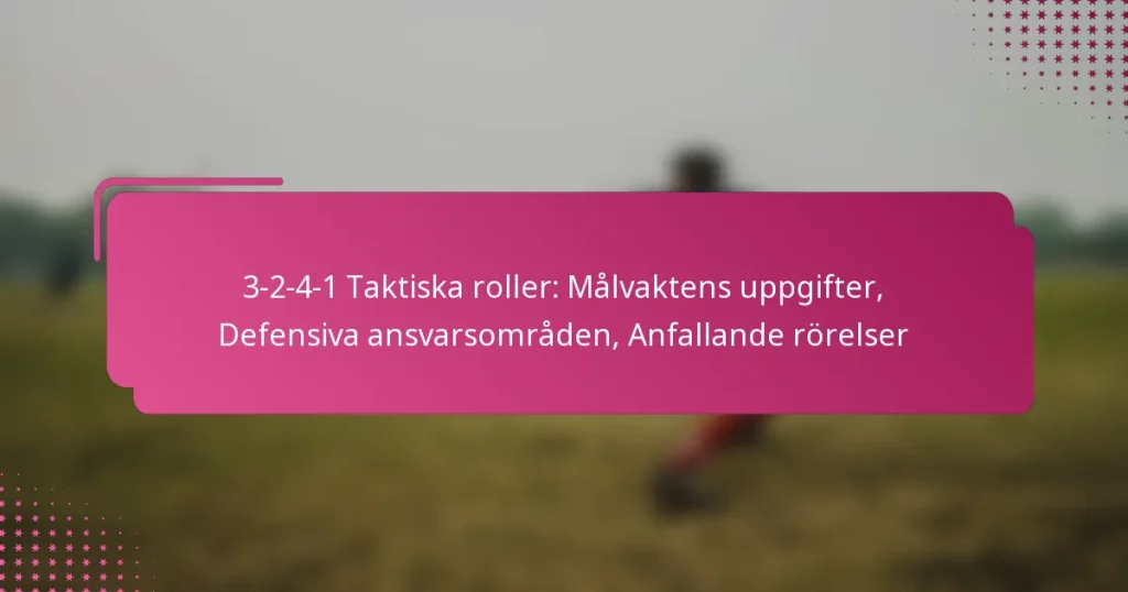3-2-4-1 Taktiska roller: Målvaktens uppgifter, Defensiva ansvarsområden, Anfallande rörelser