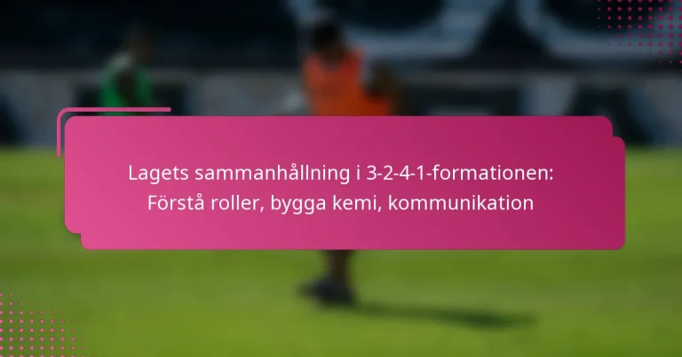 Lagets sammanhållning i 3-2-4-1-formationen: Förstå roller, bygga kemi, kommunikation