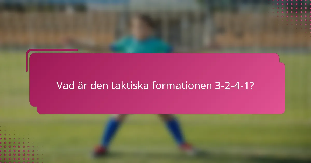 Vad är den taktiska formationen 3-2-4-1?