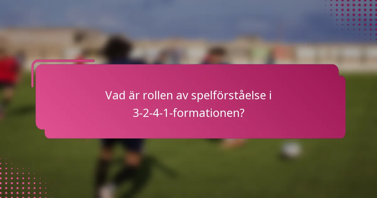Vad är rollen av spelförståelse i 3-2-4-1-formationen?