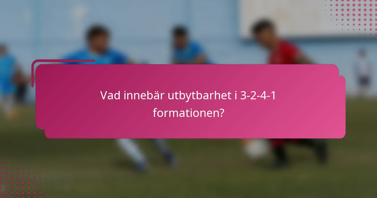 Vad innebär utbytbarhet i 3-2-4-1 formationen?