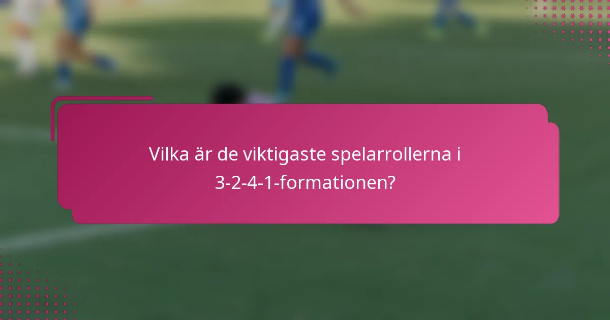 Vilka är de viktigaste spelarrollerna i 3-2-4-1-formationen?